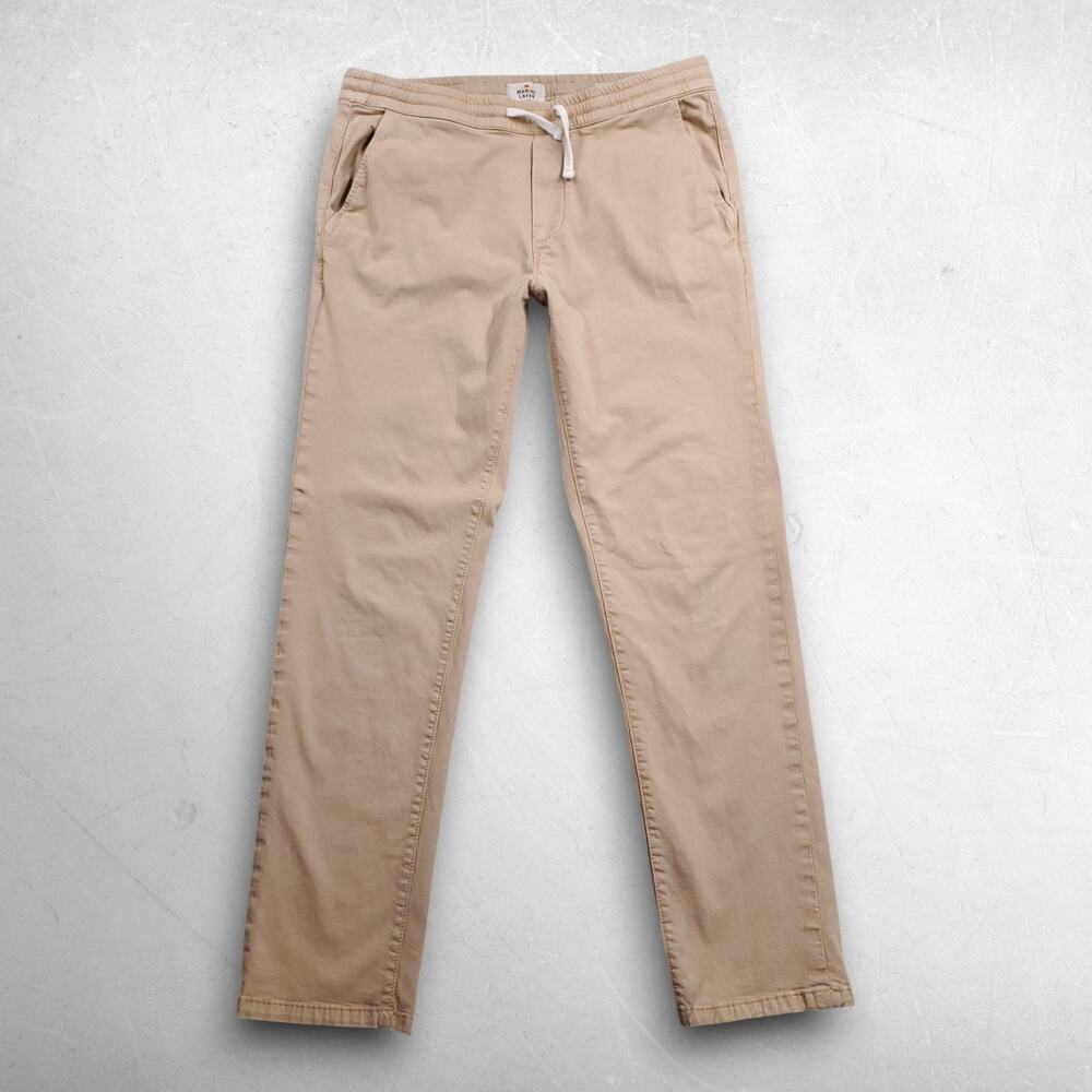 Marine Layer Slim Fit Pull On Pants Men L Beige Elastic Waist Casual Beachy Boho